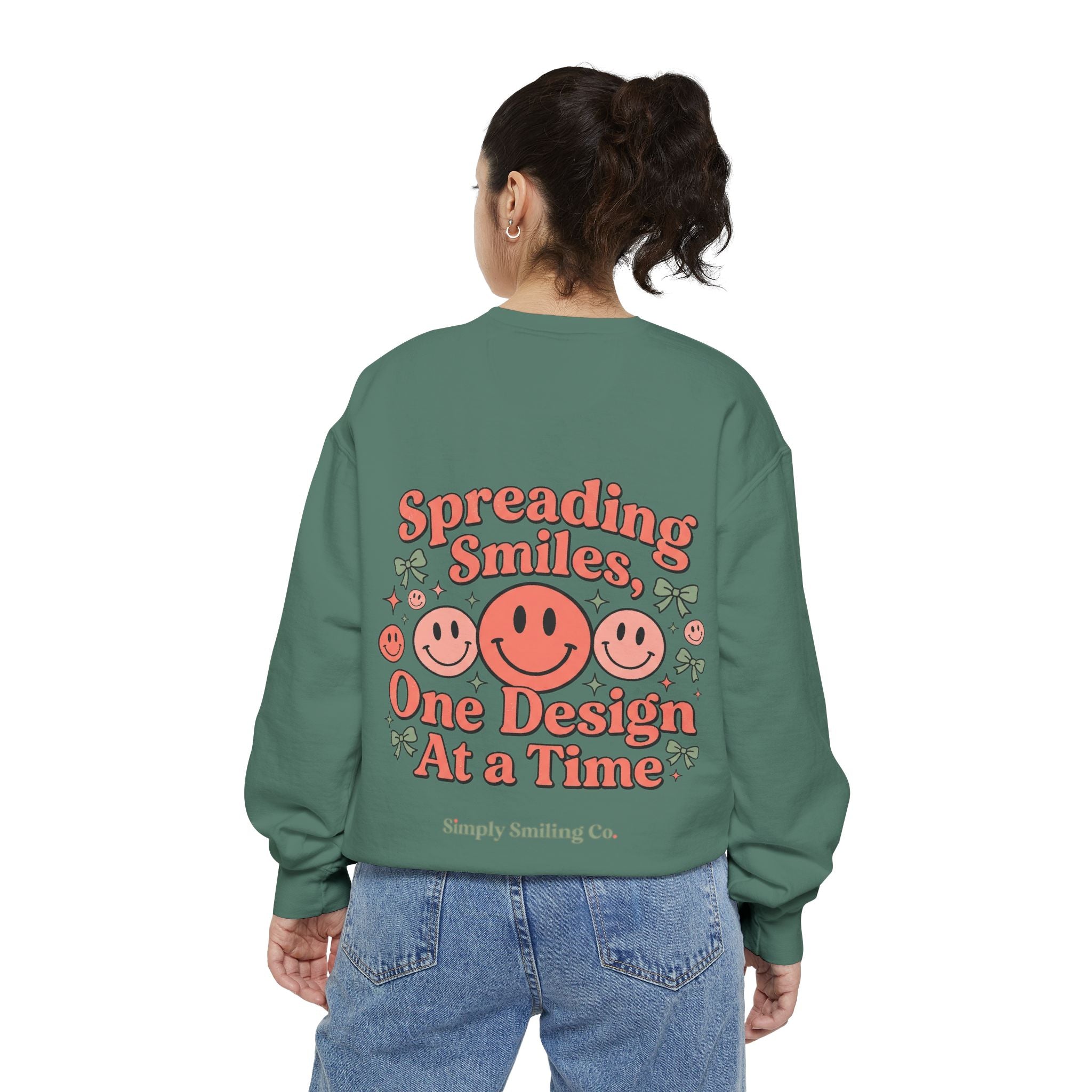 Sweatshirt — "Spreading Smiles, One Design At A Time" Retro Smiley Crewneck