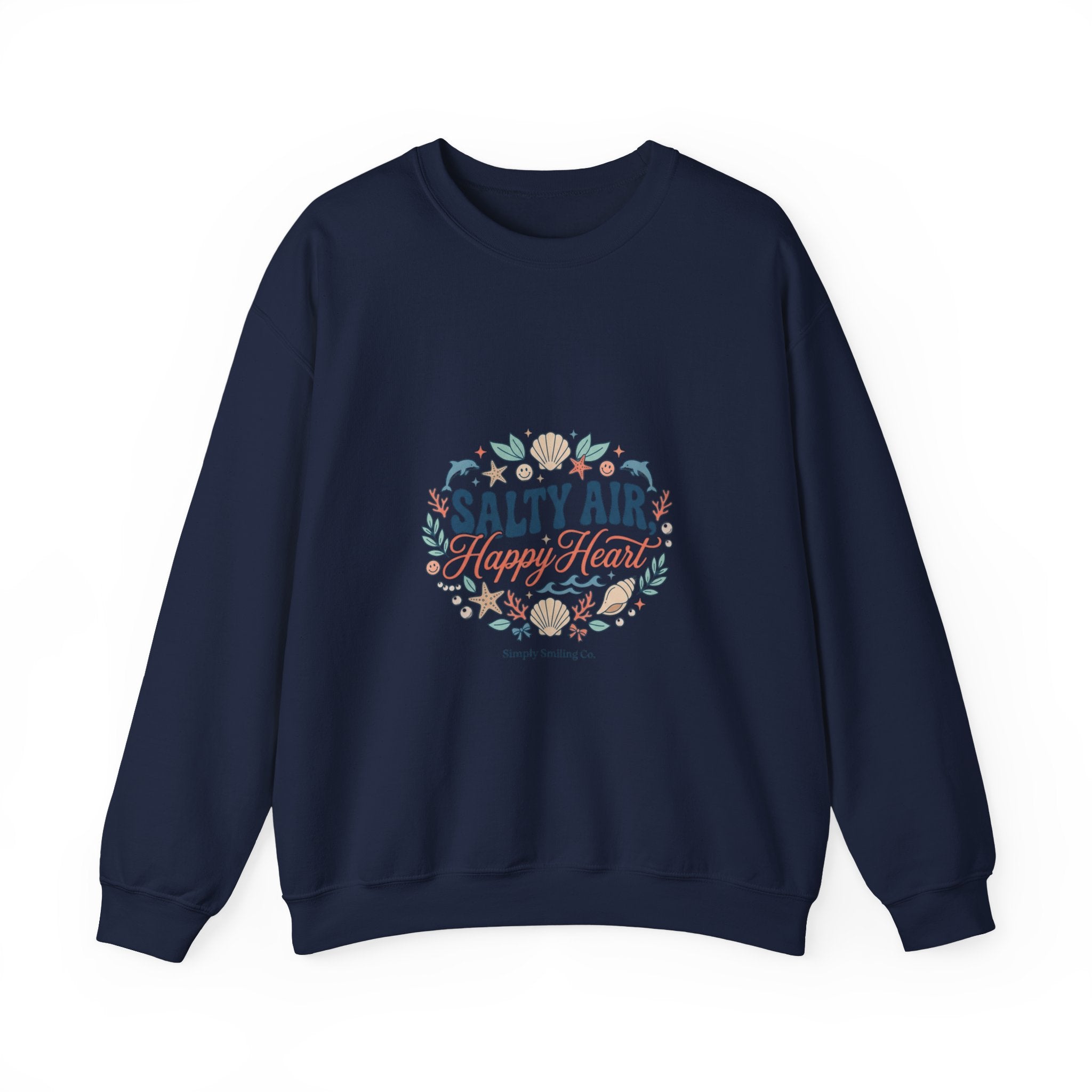 Salty Air Happy Heart Sweatshirt | coastal aesthetic, sea breeze