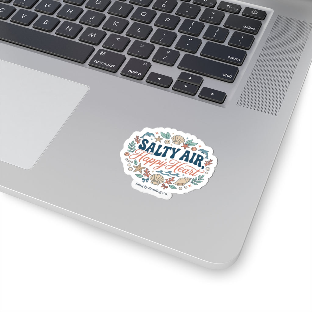 Salty Air Happy Heart Kiss-Cut Stickers | coastal aesthetic, seafoam blue