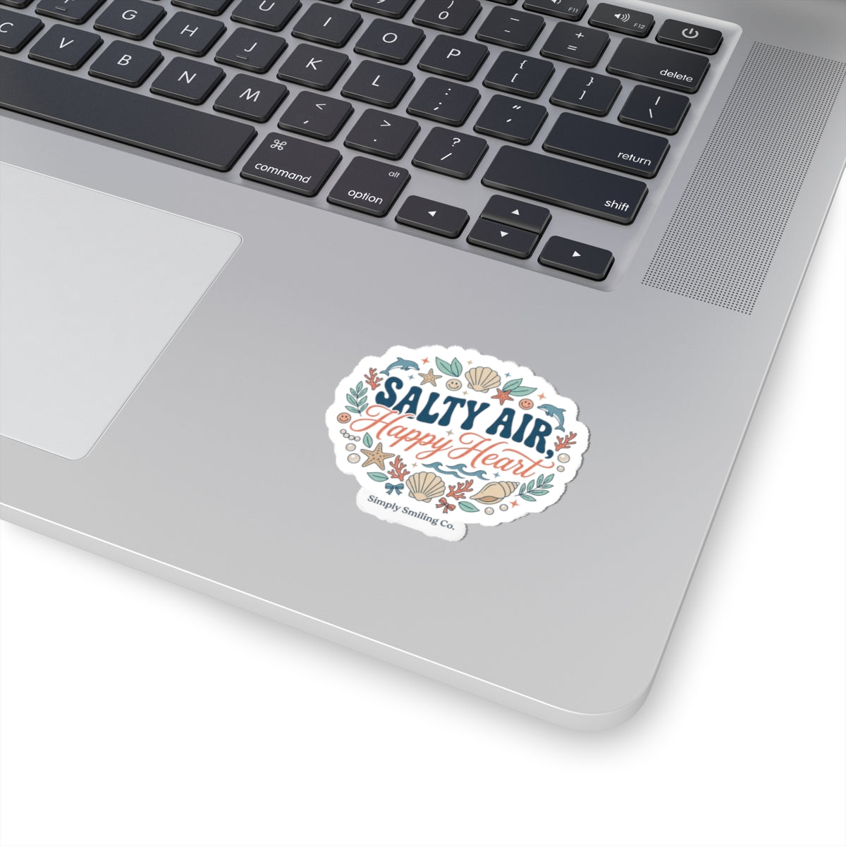 Salty Air Happy Heart Kiss-Cut Stickers | coastal aesthetic, seafoam blue