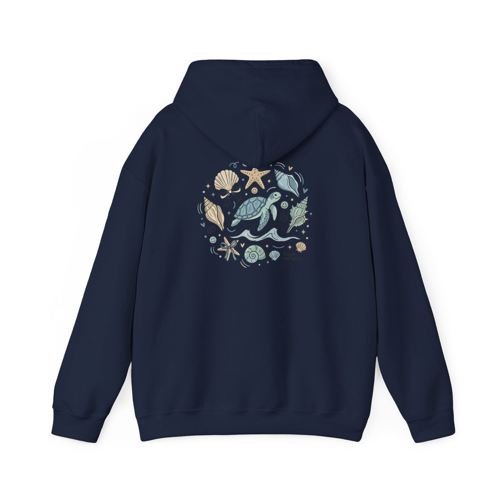 Coastal Shell Collage Hoodie | ocean aesthetic, sea breeze