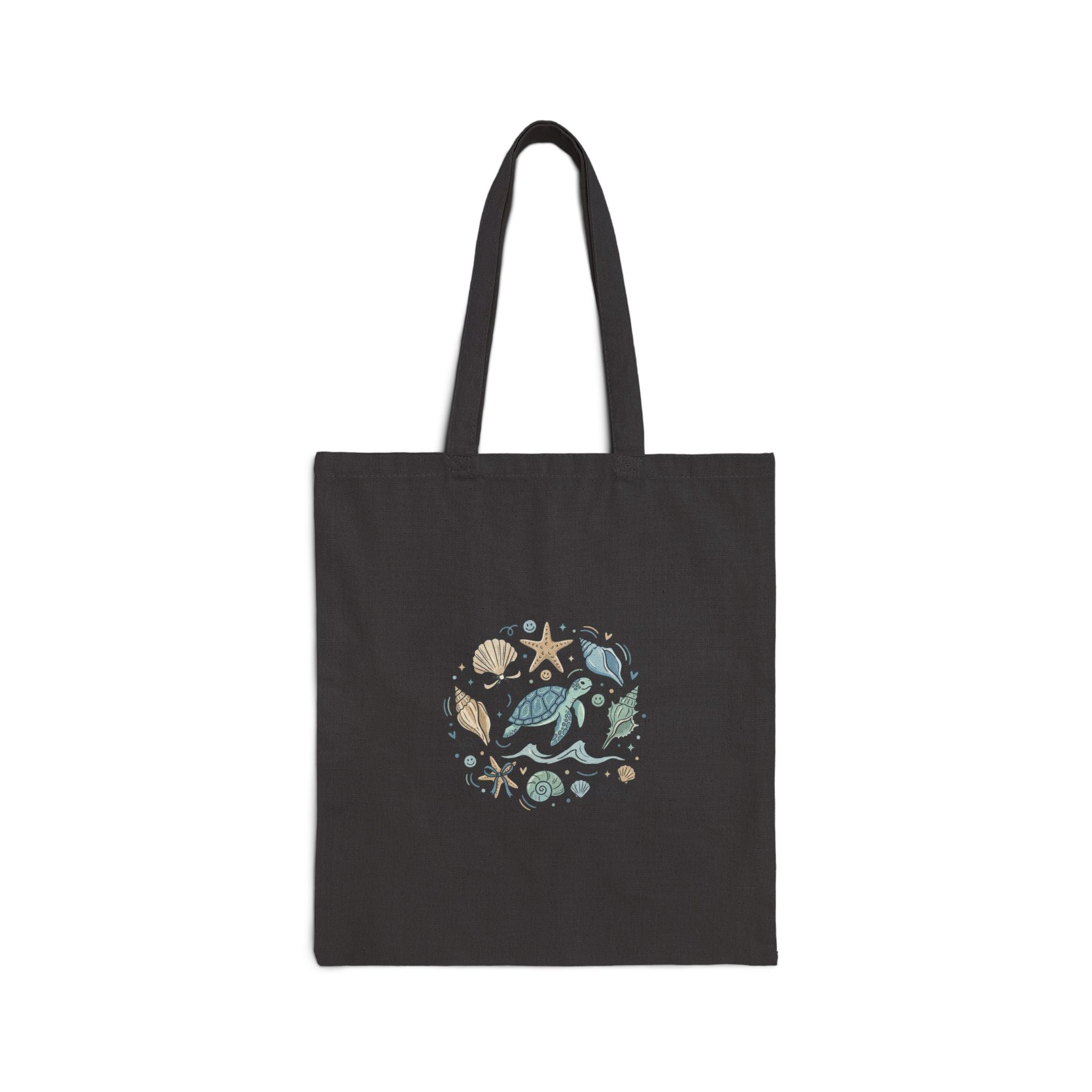 Seaside Shells Tote | Coastal Aesthetic canvas, seafoam blue beach vacation