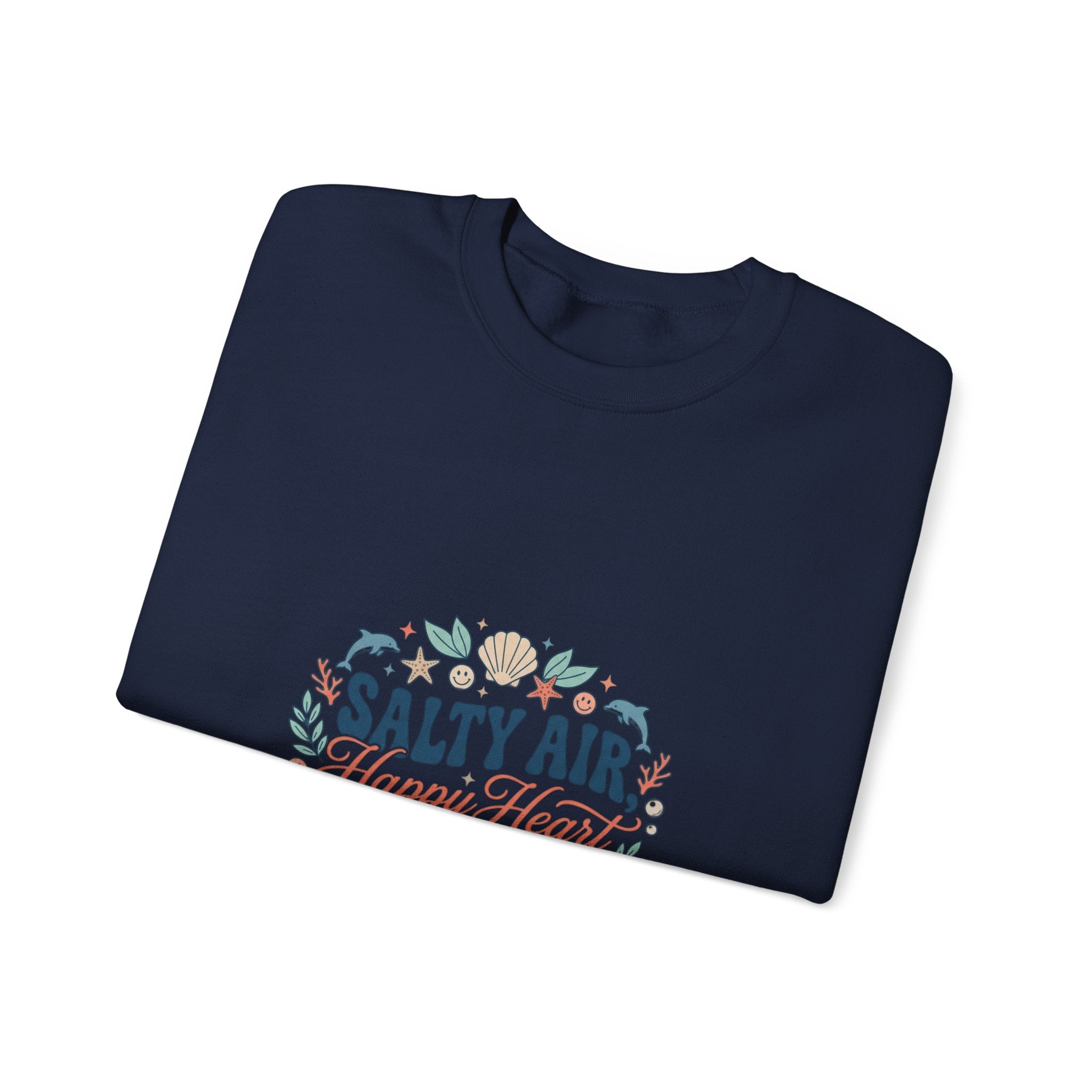 Salty Air Happy Heart Sweatshirt | coastal aesthetic, sea breeze