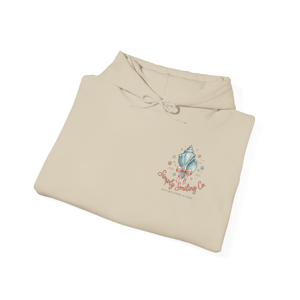 Coastal Shell Collage Hoodie | ocean aesthetic, sea breeze
