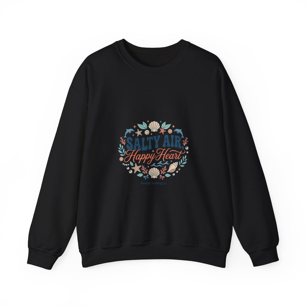 Salty Air Happy Heart Sweatshirt | coastal aesthetic, sea breeze
