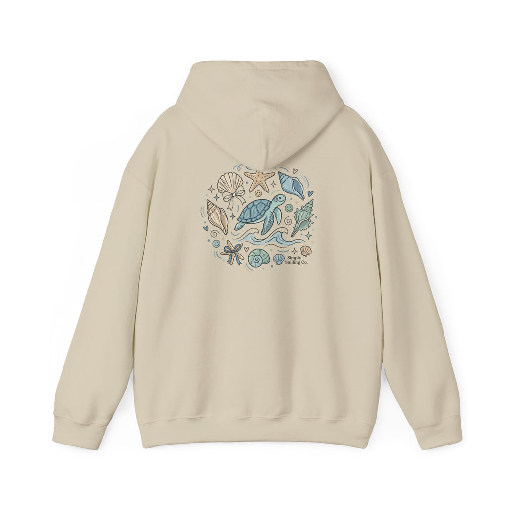 Coastal Shell Collage Hoodie | ocean aesthetic, sea breeze