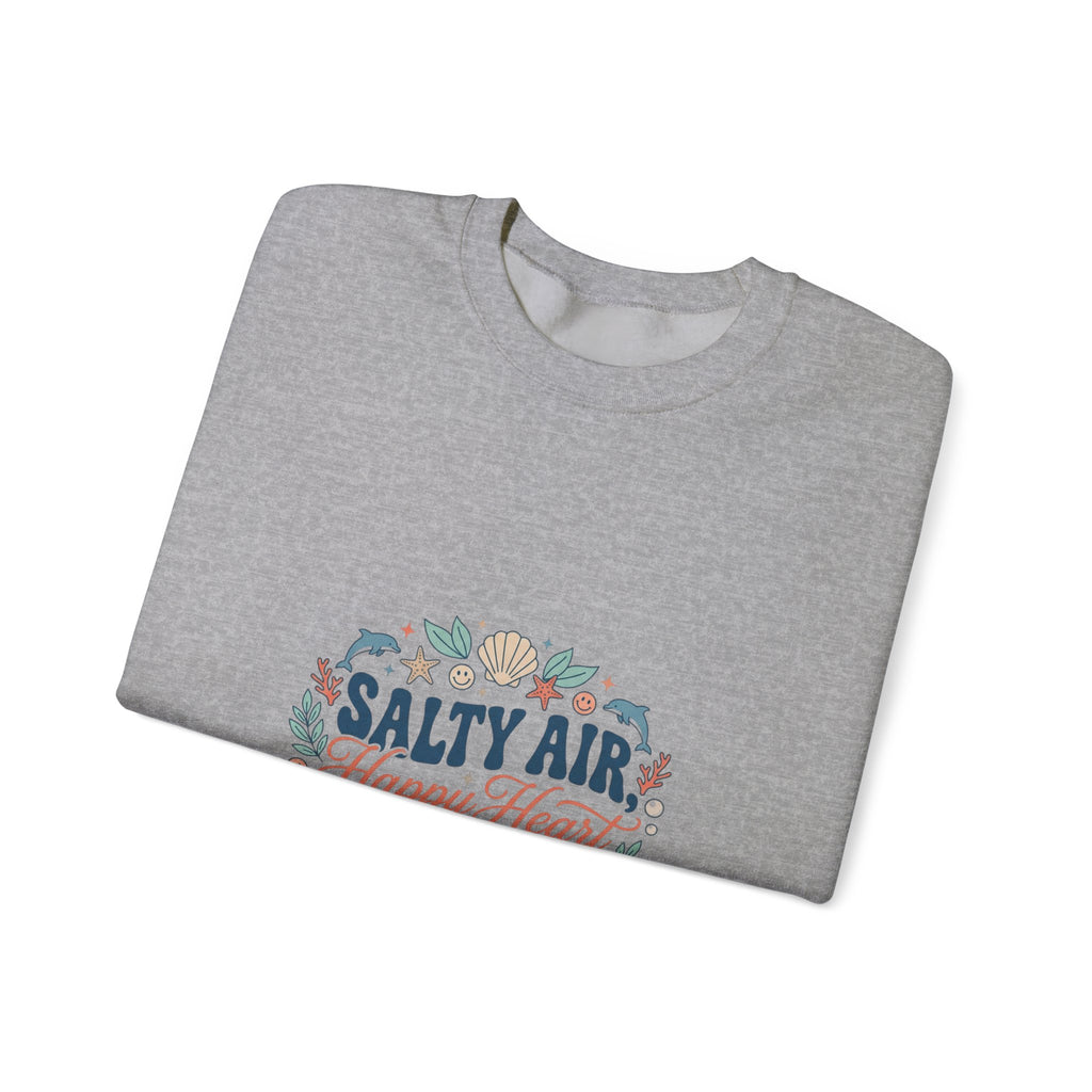 Salty Air Happy Heart Sweatshirt | coastal aesthetic, sea breeze