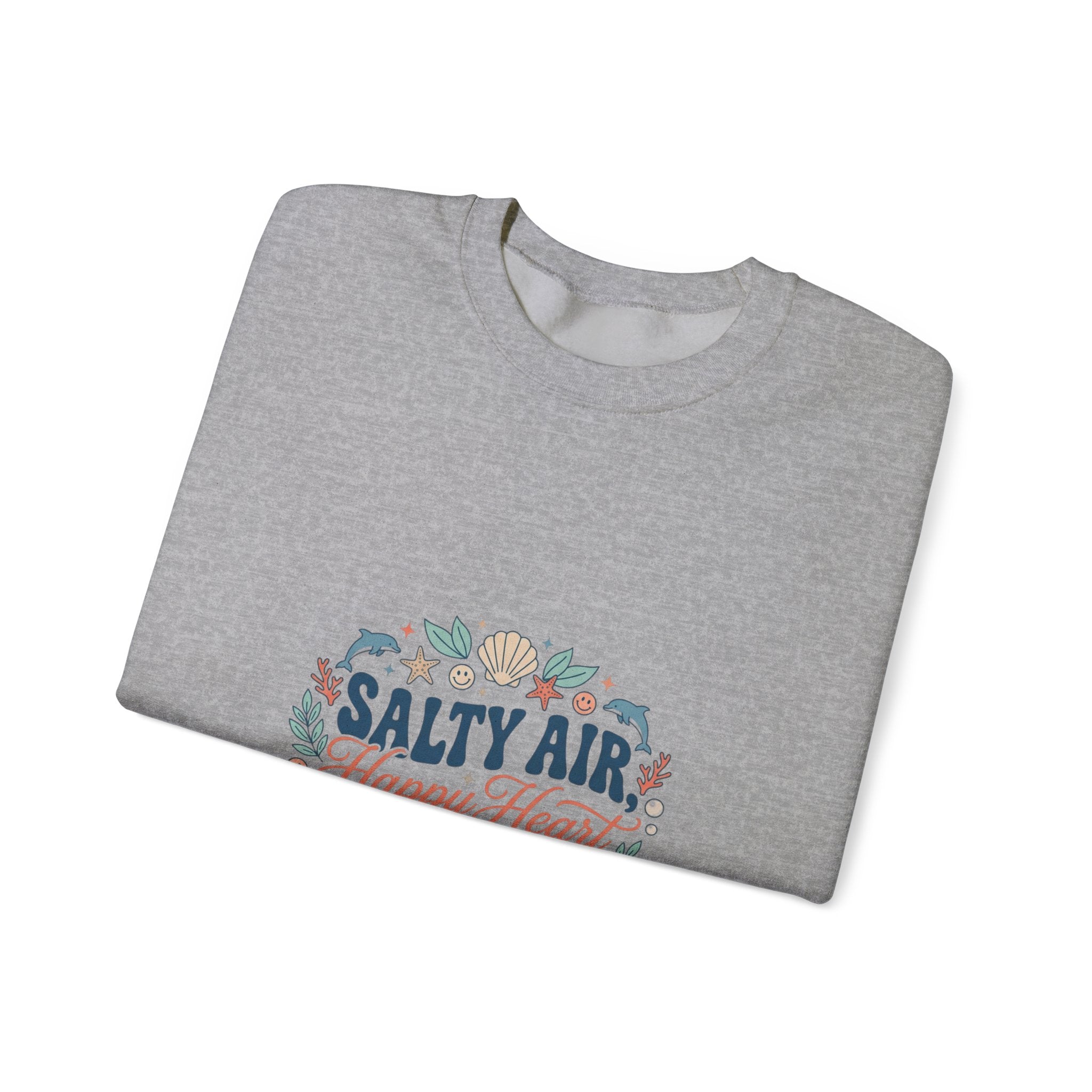 Salty Air Happy Heart Sweatshirt | coastal aesthetic, sea breeze