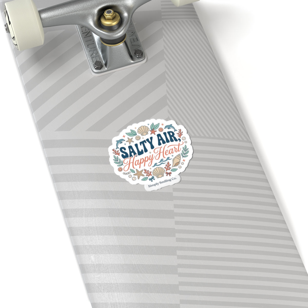 Salty Air Happy Heart Kiss-Cut Stickers | coastal aesthetic, seafoam blue