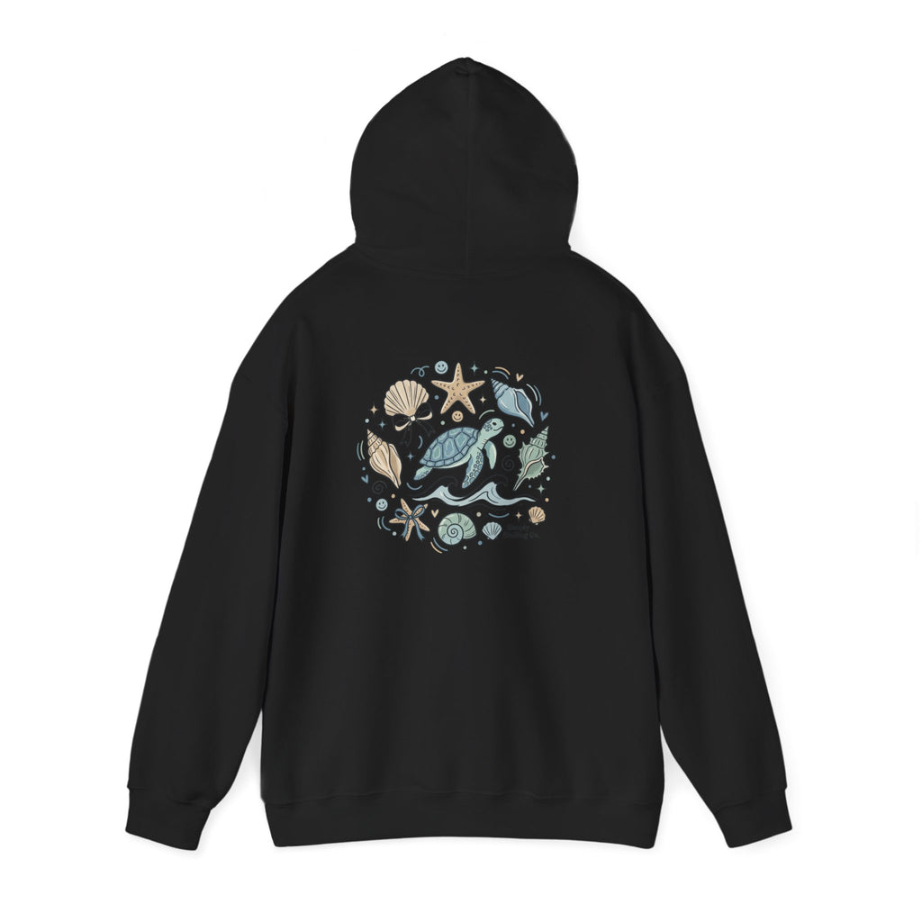 Coastal Shell Collage Hoodie | ocean aesthetic, sea breeze
