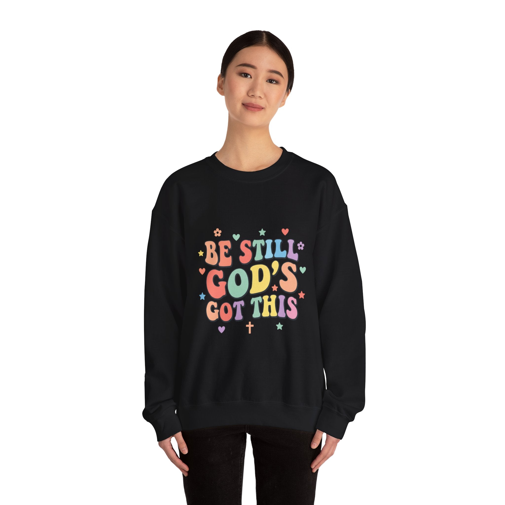 Be Still God's Got This Sweatshirt | Christian encouragement, pastel groovy faith design