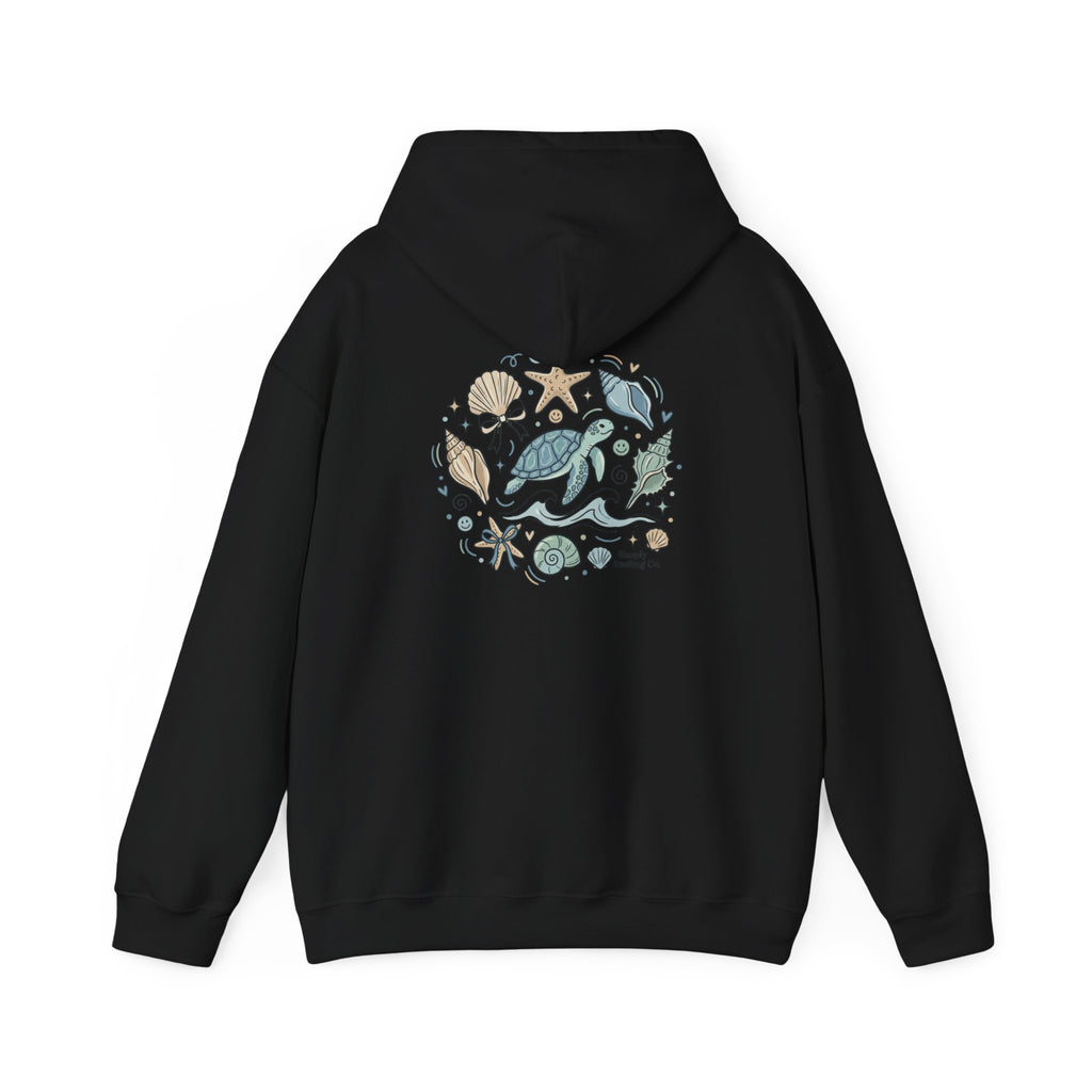 Coastal Shell Collage Hoodie | ocean aesthetic, sea breeze