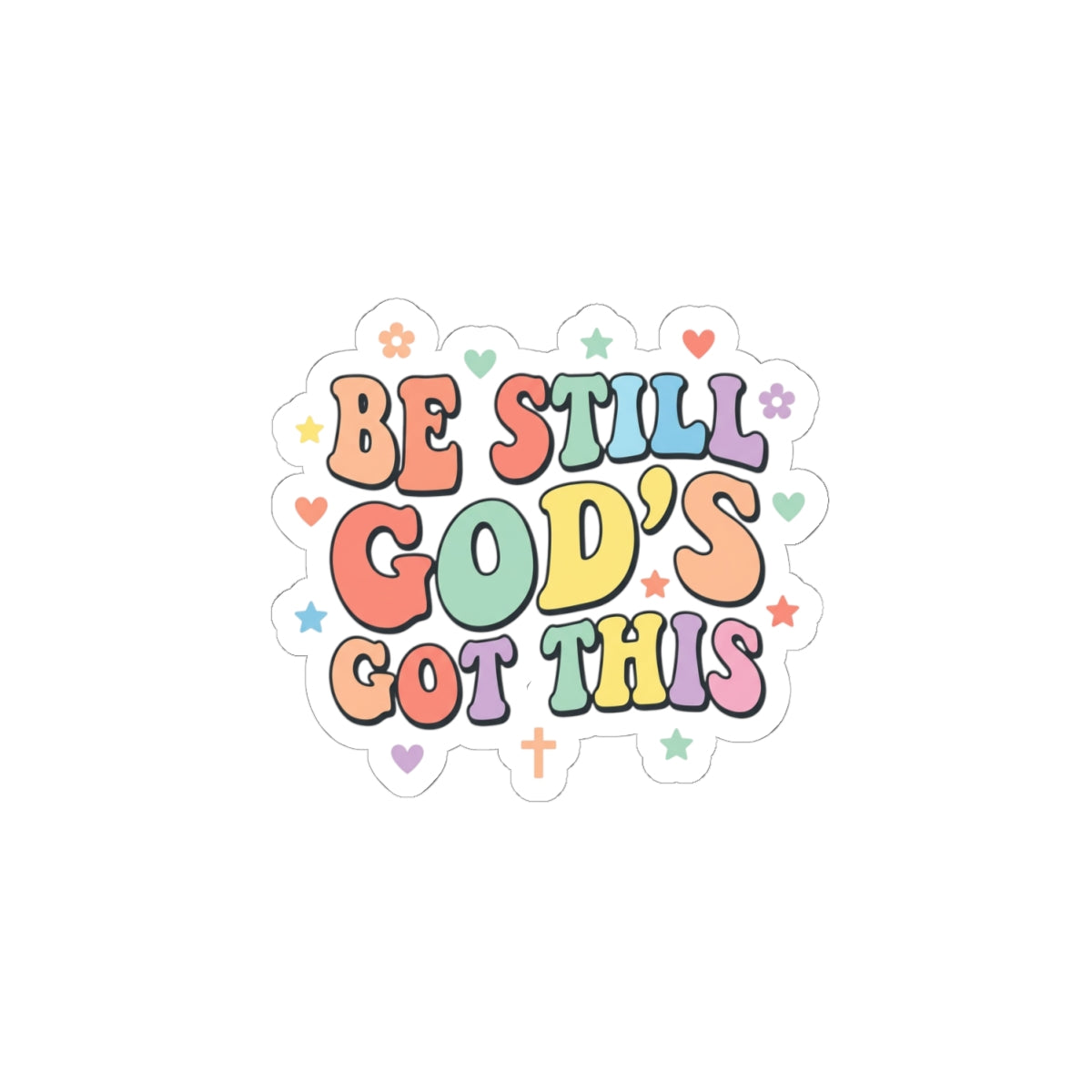 Be Still God's Got This Sticker | Christian Encouragement, Pastel Retro Groovy Scripture