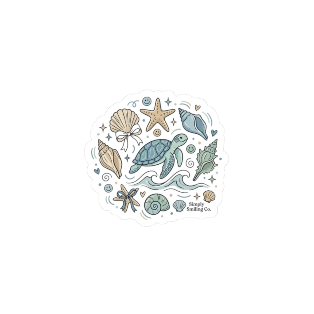 Sea Turtle Coastal Sticker | ocean aesthetic, pastel seafoam