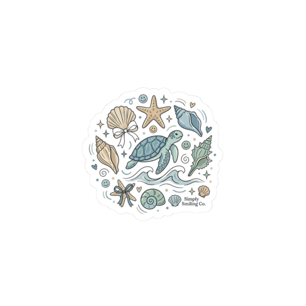 Sea Turtle Coastal Sticker | ocean aesthetic, pastel seafoam