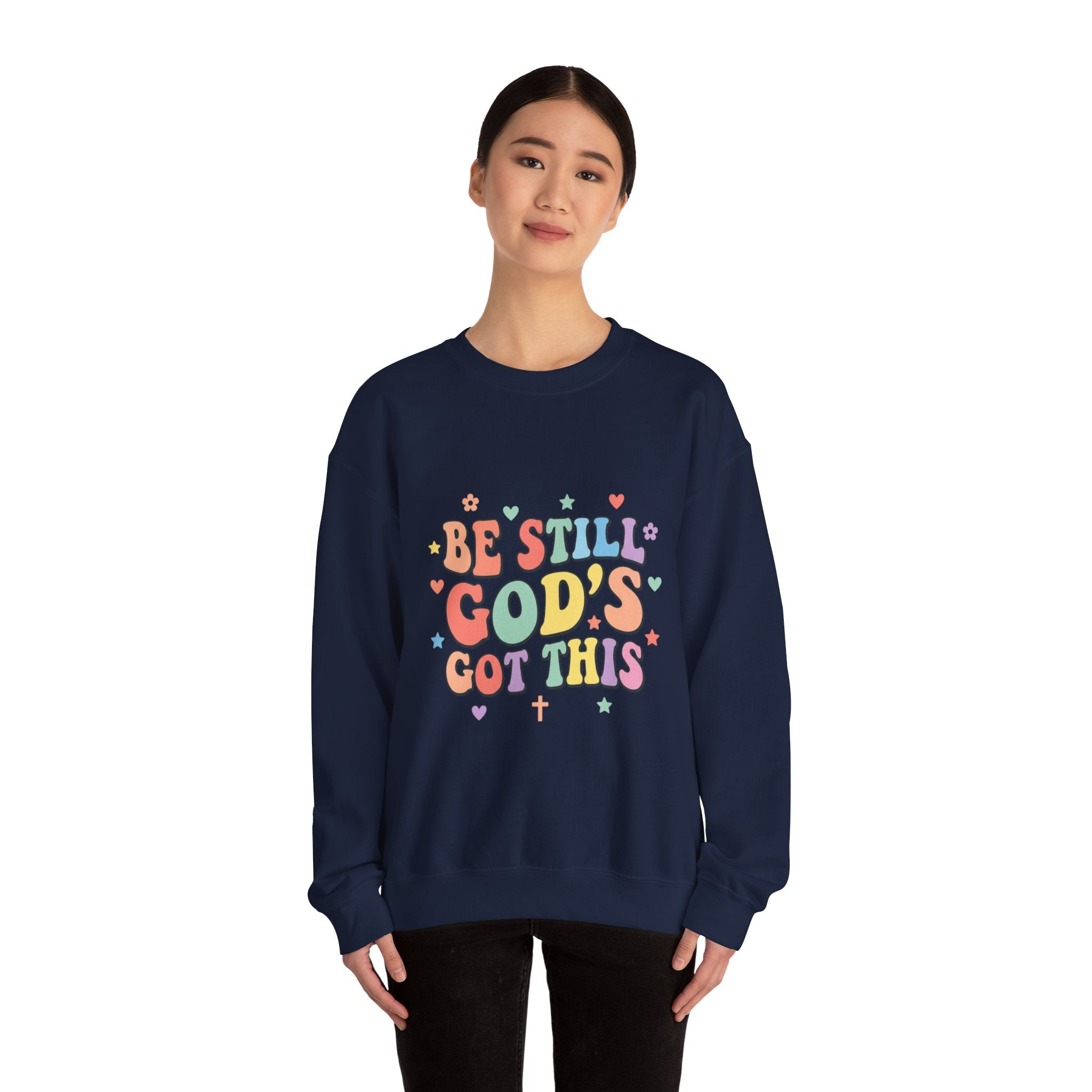 Be Still God's Got This Sweatshirt | Christian encouragement, pastel groovy faith design