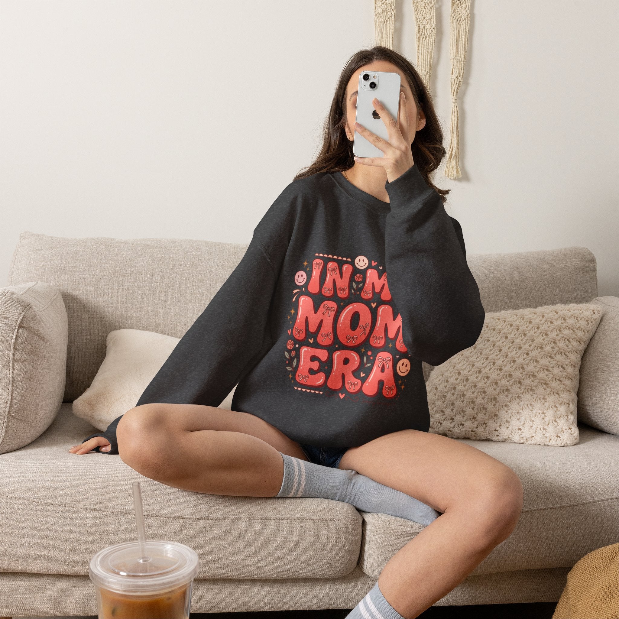Mom Era Crewneck Sweatshirt — "In My Mom Era" Retro Graphic