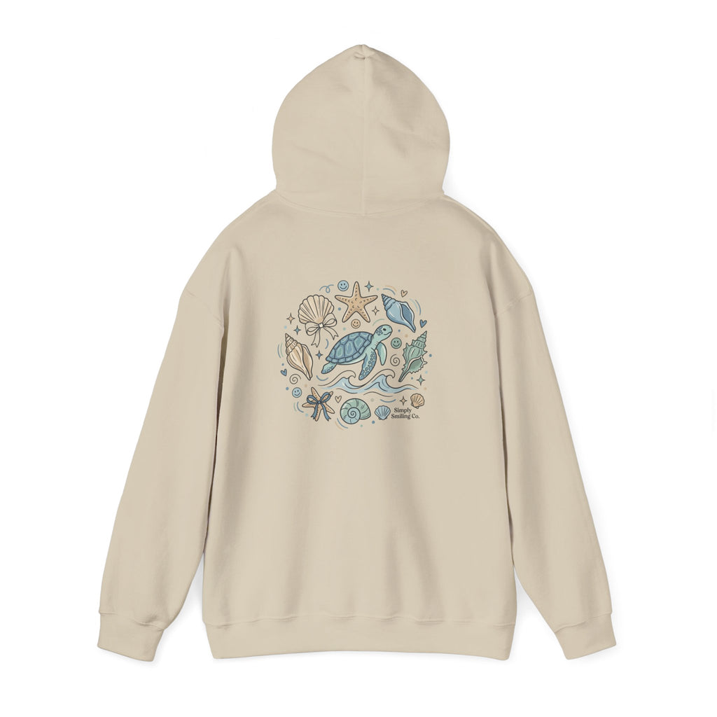 Coastal Shell Collage Hoodie | ocean aesthetic, sea breeze