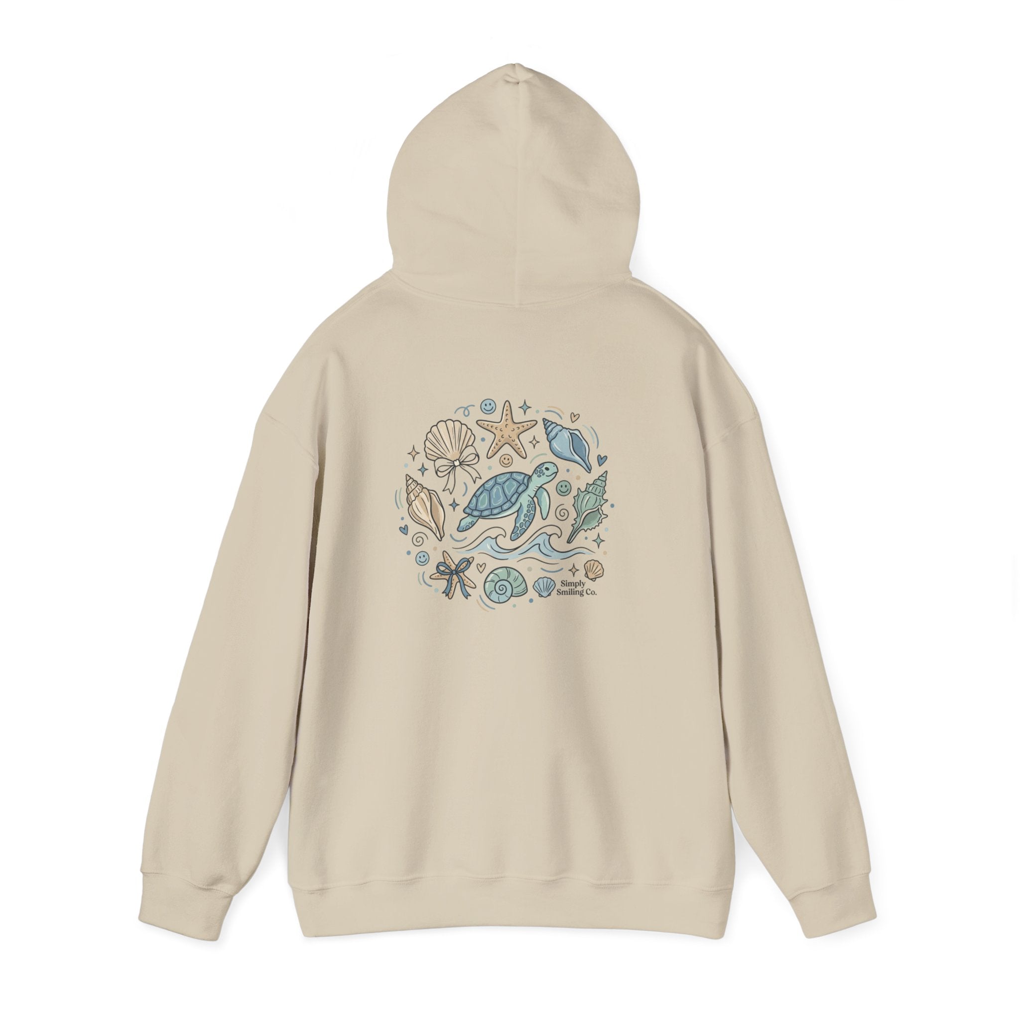 Coastal Shell Collage Hoodie | ocean aesthetic, sea breeze