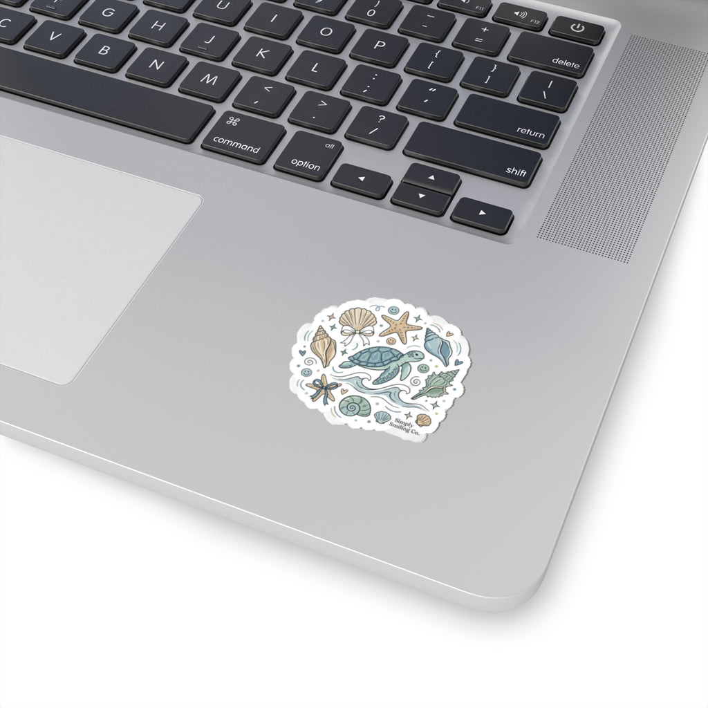 Sea Turtle Coastal Sticker | ocean aesthetic, pastel seafoam