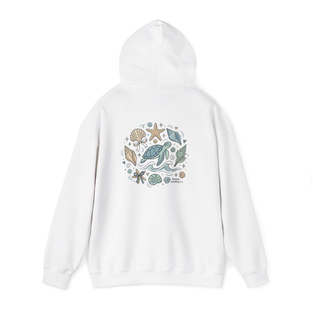Coastal Shell Collage Hoodie | ocean aesthetic, sea breeze