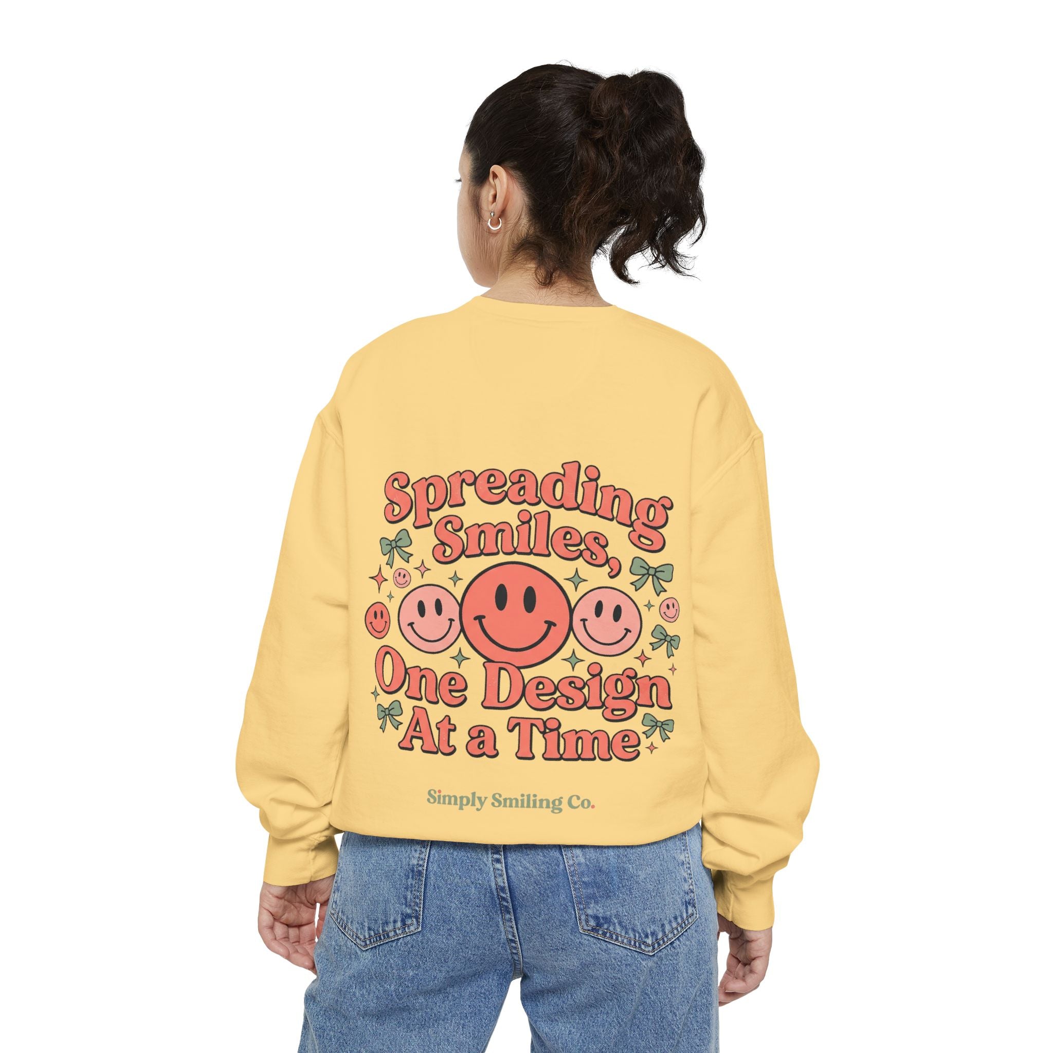 Sweatshirt — "Spreading Smiles, One Design At A Time" Retro Smiley Crewneck
