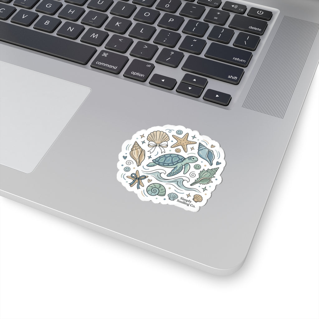 Sea Turtle Coastal Sticker | ocean aesthetic, pastel seafoam