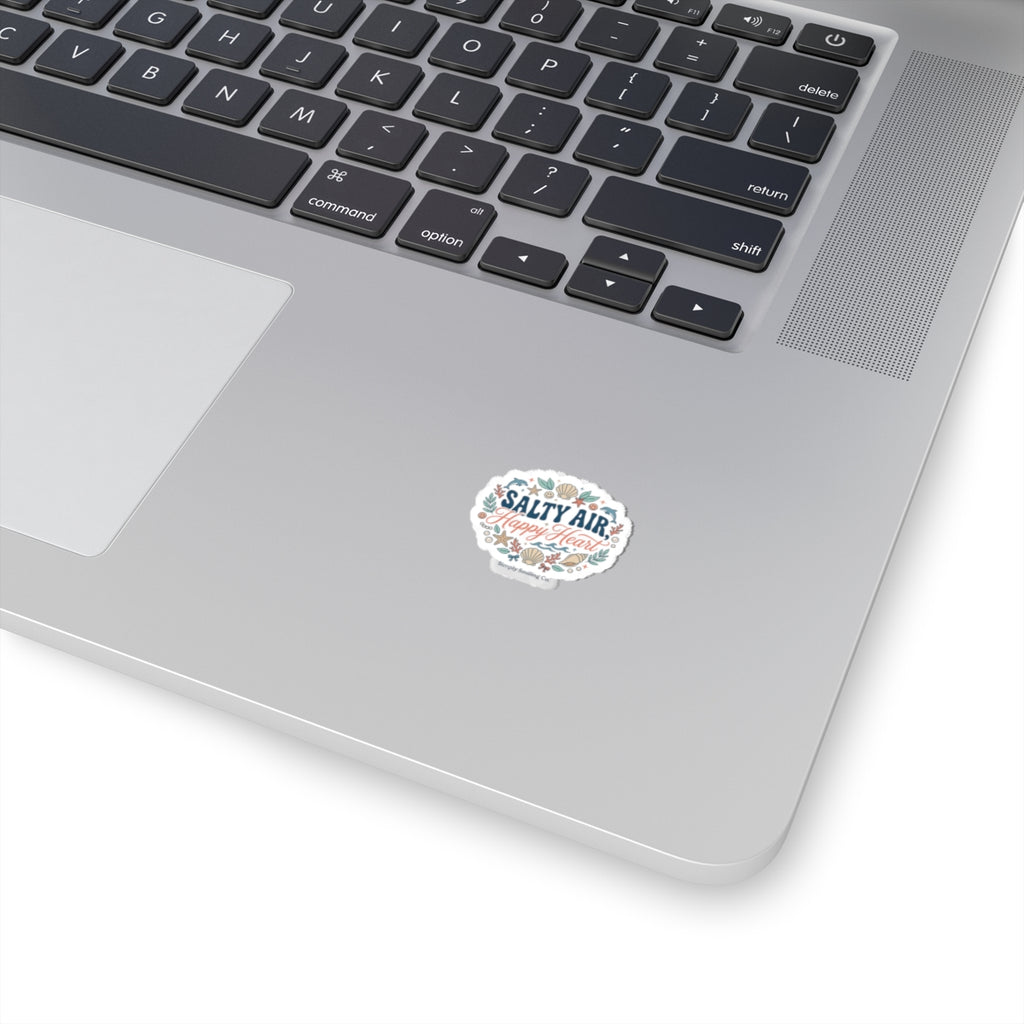 Salty Air Happy Heart Kiss-Cut Stickers | coastal aesthetic, seafoam blue