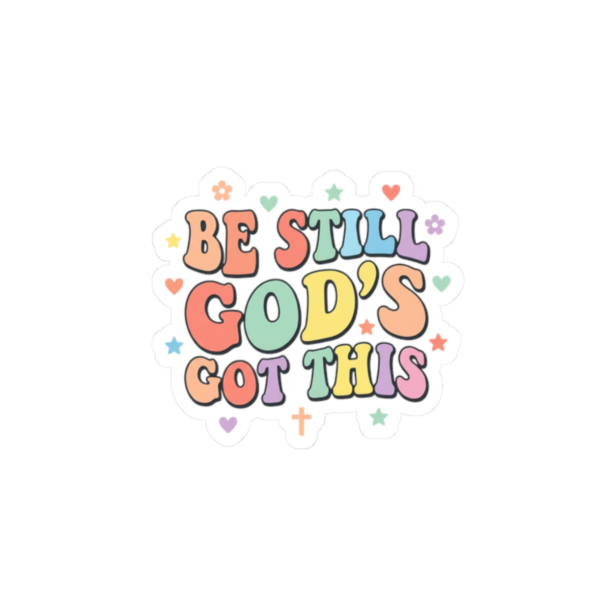 Be Still God's Got This Sticker | Christian Encouragement, Pastel Retro Groovy Scripture