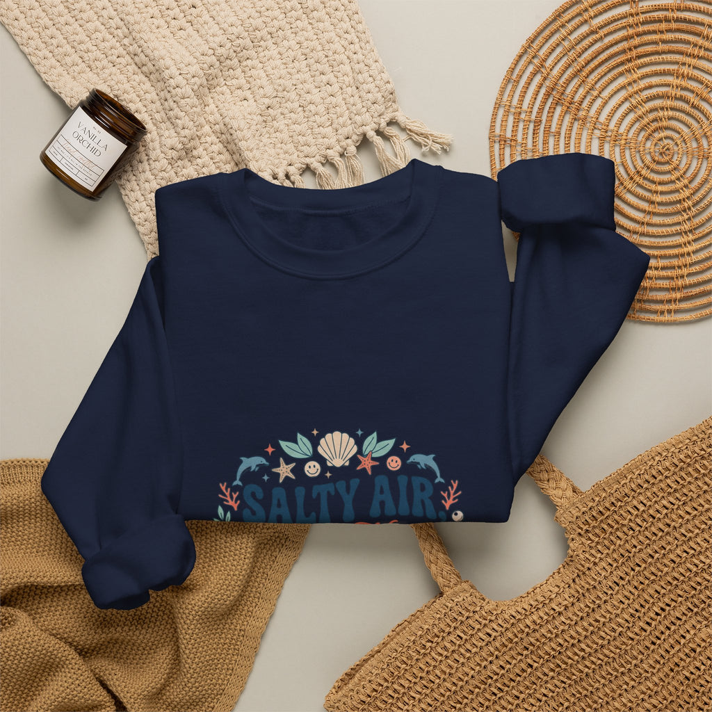 Salty Air Happy Heart Sweatshirt | coastal aesthetic, sea breeze