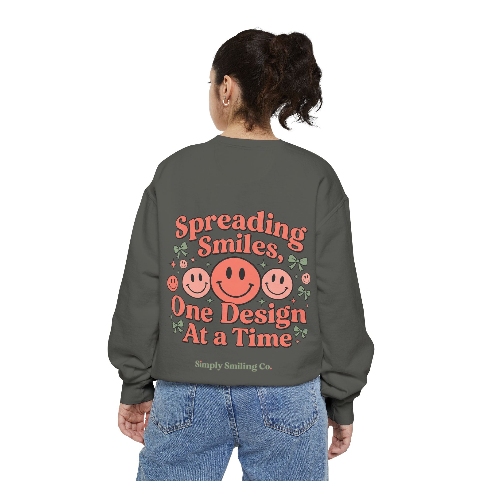 Sweatshirt — "Spreading Smiles, One Design At A Time" Retro Smiley Crewneck