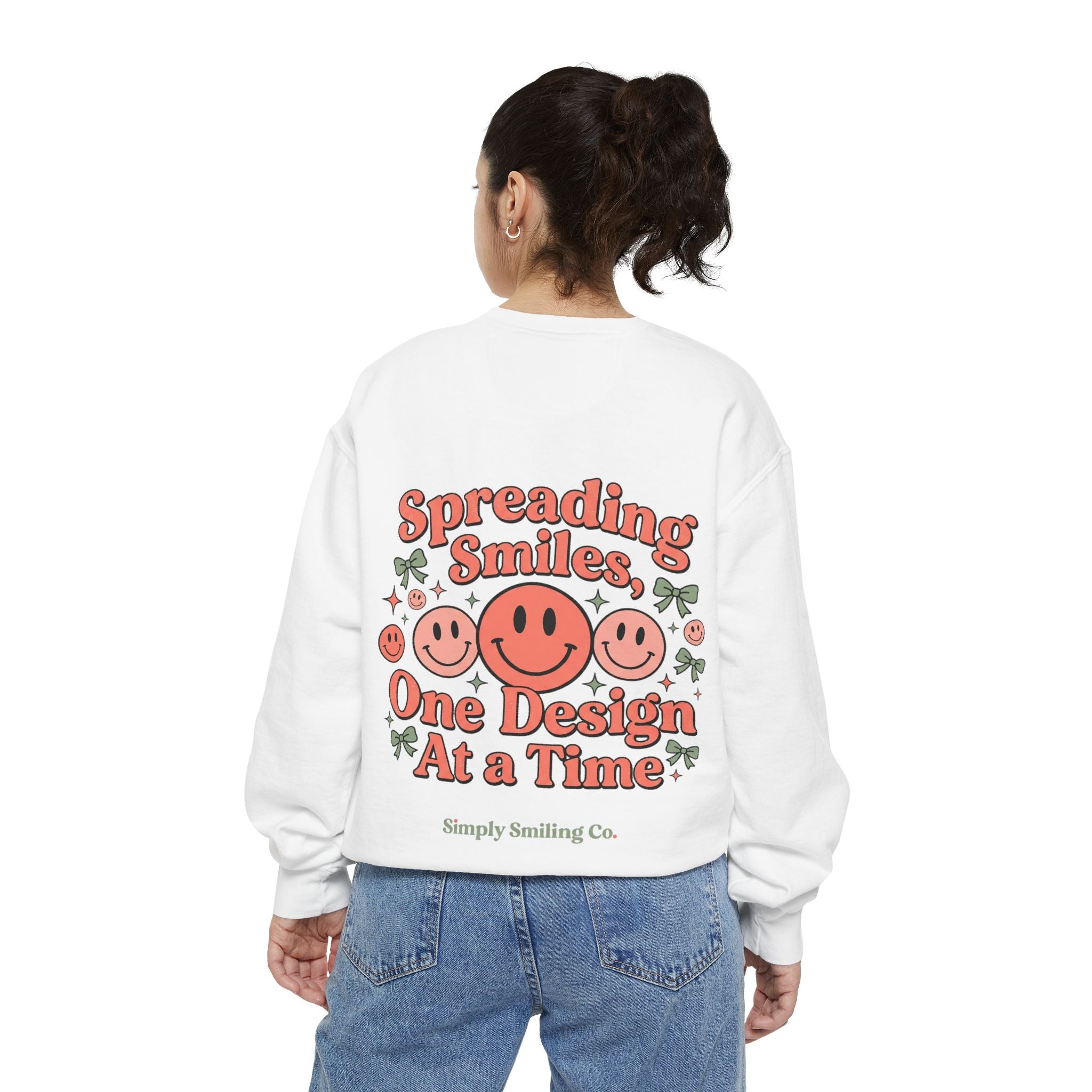 Sweatshirt — "Spreading Smiles, One Design At A Time" Retro Smiley Crewneck