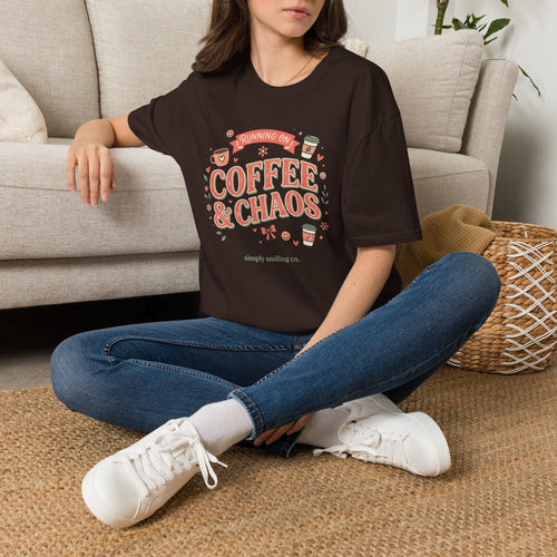 Coffee & Chaos T-Shirt — "Running On Coffee & Chaos" Graphic Tee for Coffee Lovers