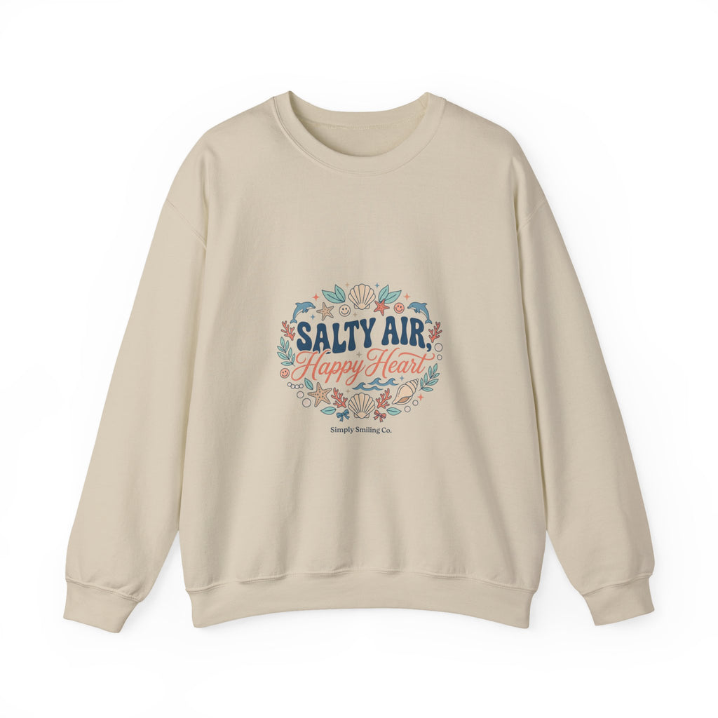 Salty Air Happy Heart Sweatshirt | coastal aesthetic, sea breeze
