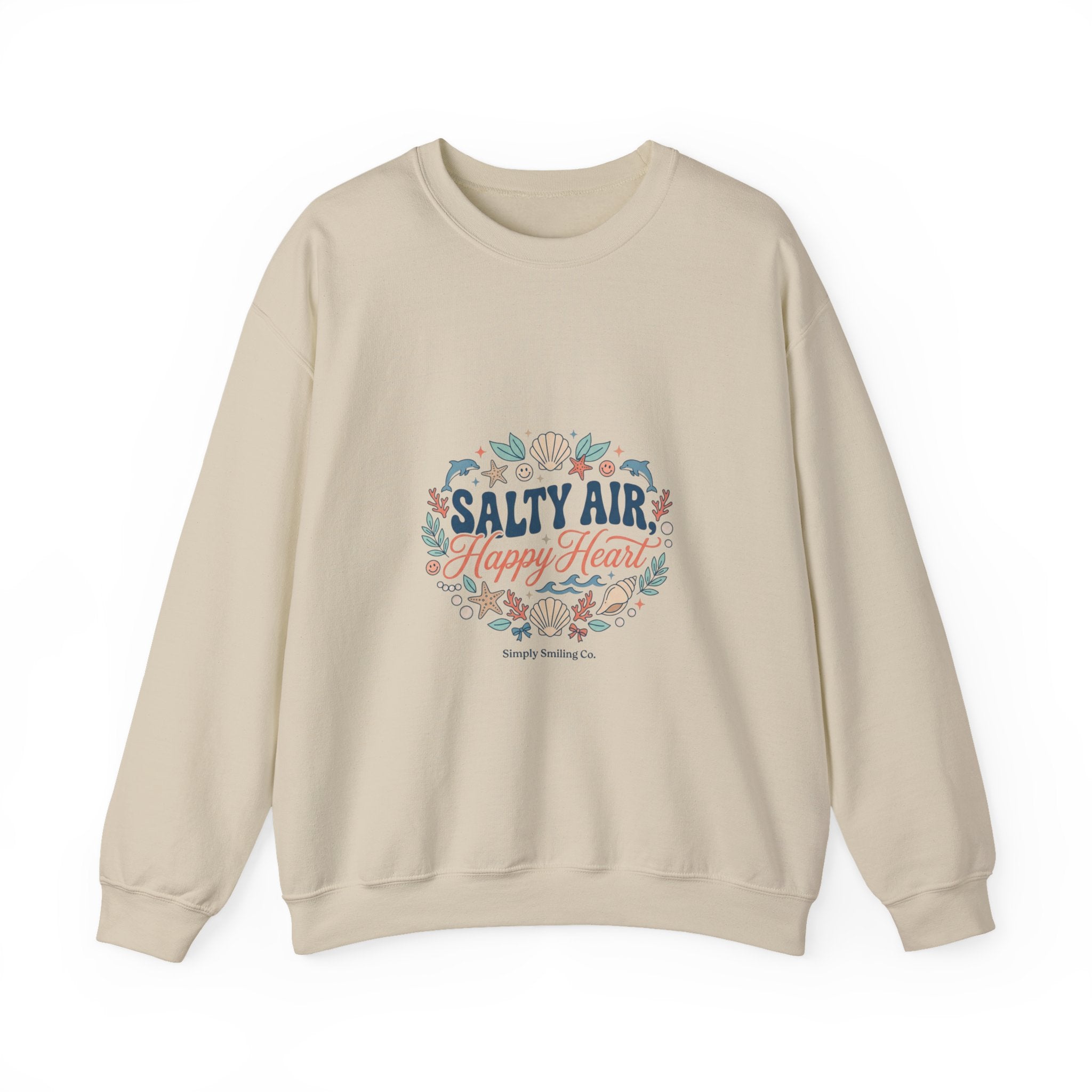 Salty Air Happy Heart Sweatshirt | coastal aesthetic, sea breeze