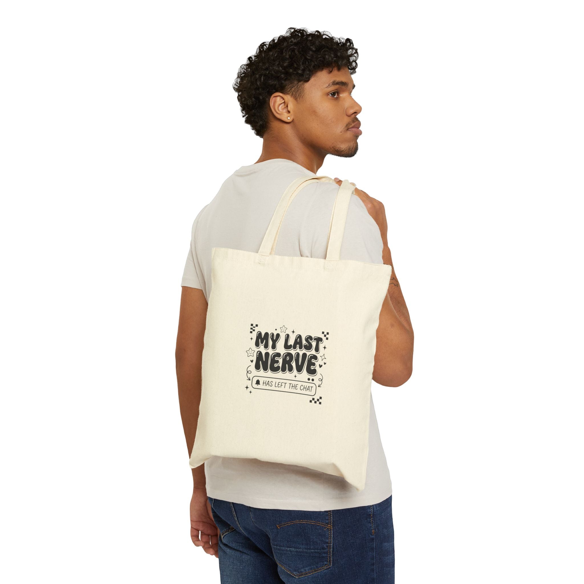 My Last Nerve tote, Gen Z sassy typography, sarcastic minimalist aesthetic