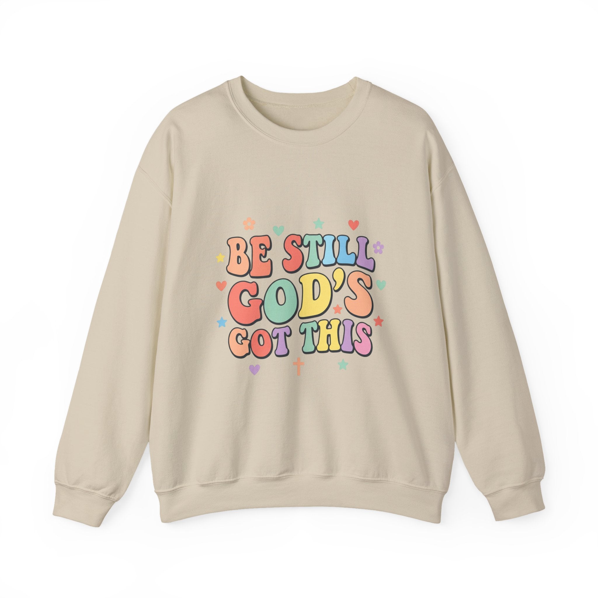 Be Still God's Got This Sweatshirt | Christian encouragement, pastel groovy faith design