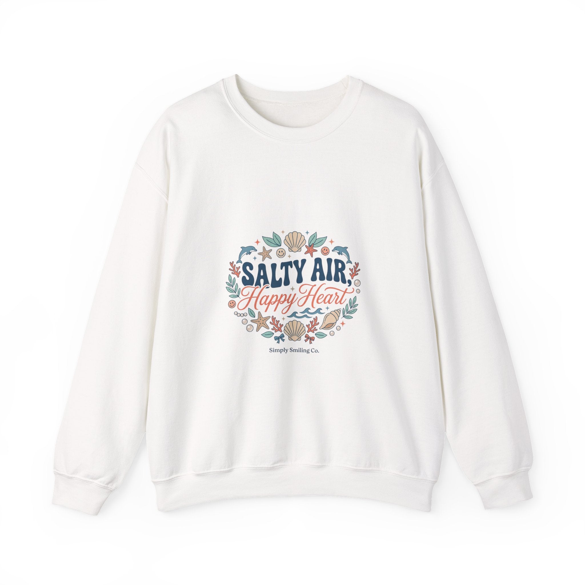 Salty Air Happy Heart Sweatshirt | coastal aesthetic, sea breeze