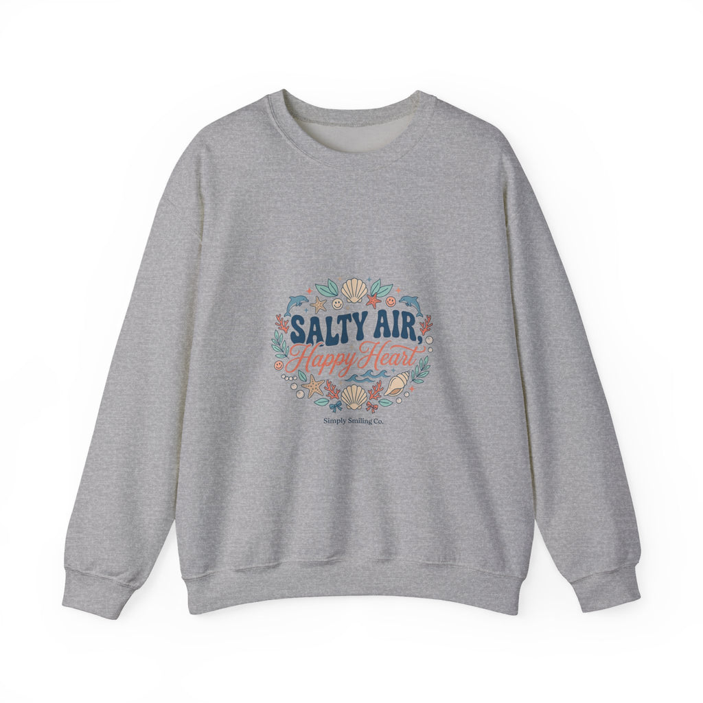 Salty Air Happy Heart Sweatshirt | coastal aesthetic, sea breeze