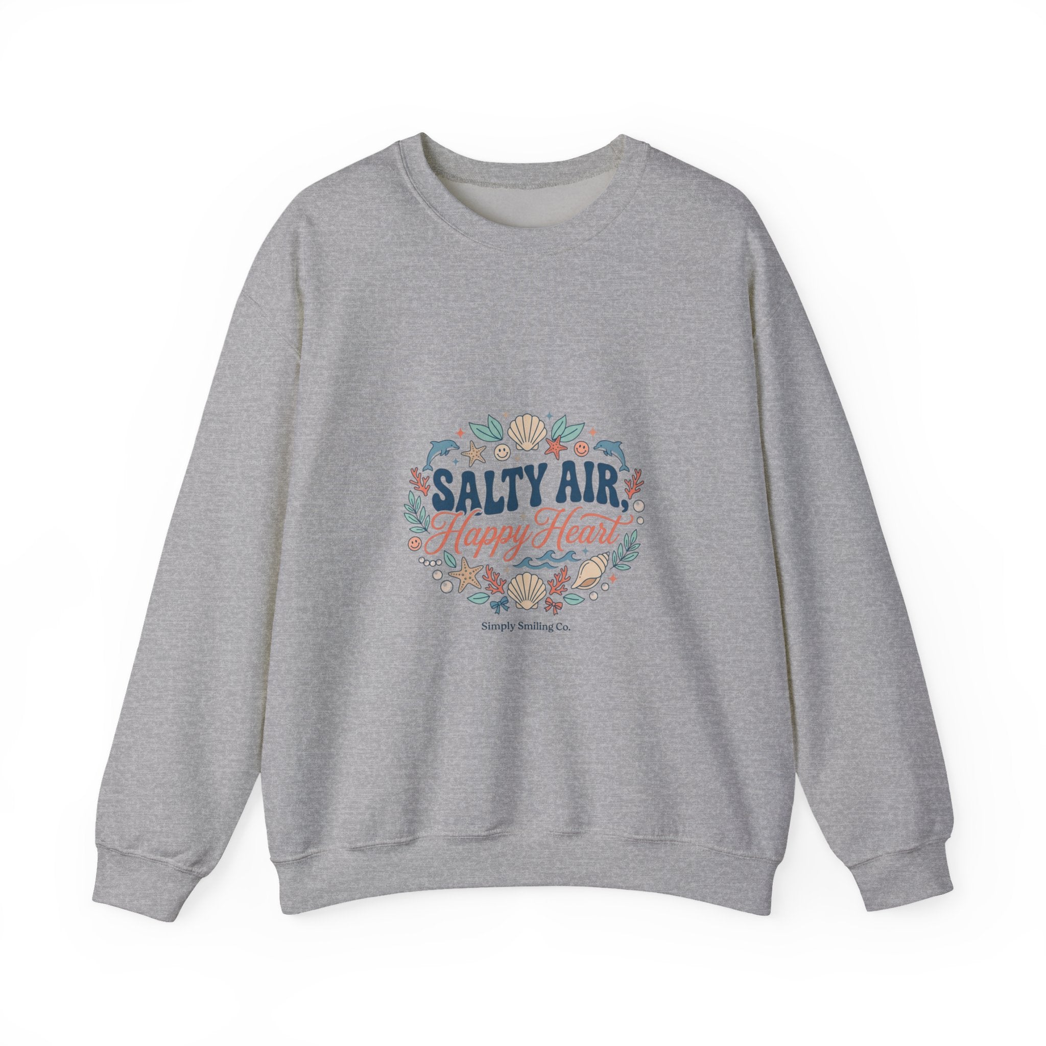 Salty Air Happy Heart Sweatshirt | coastal aesthetic, sea breeze