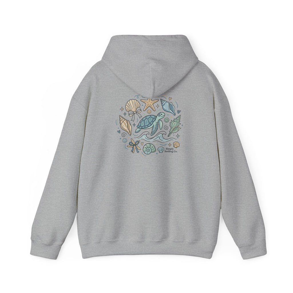 Coastal Shell Collage Hoodie | ocean aesthetic, sea breeze