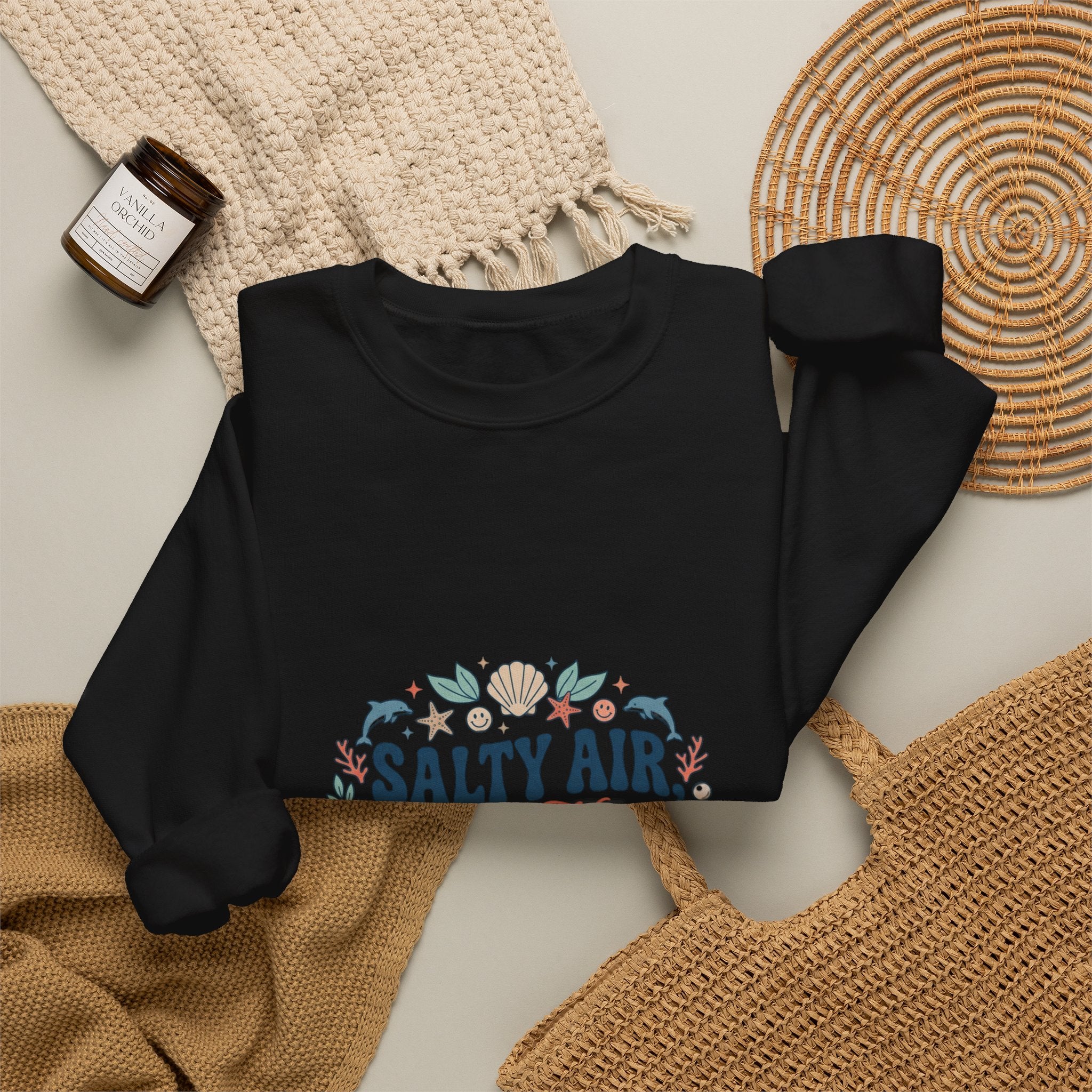 Salty Air Happy Heart Sweatshirt | coastal aesthetic, sea breeze
