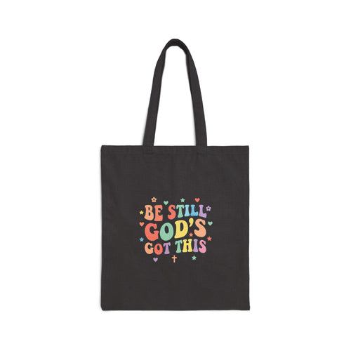 Groovy Pastel Scripture Tote, Christian Encouragement Cotton Canvas Bag | Retro Uplifting