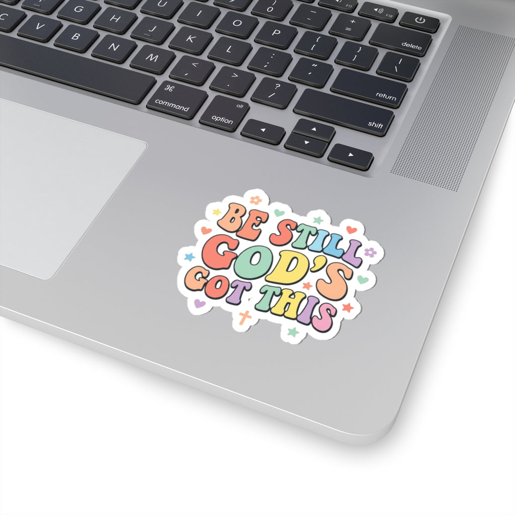 Be Still God's Got This Sticker | Christian Encouragement, Pastel Retro Groovy Scripture