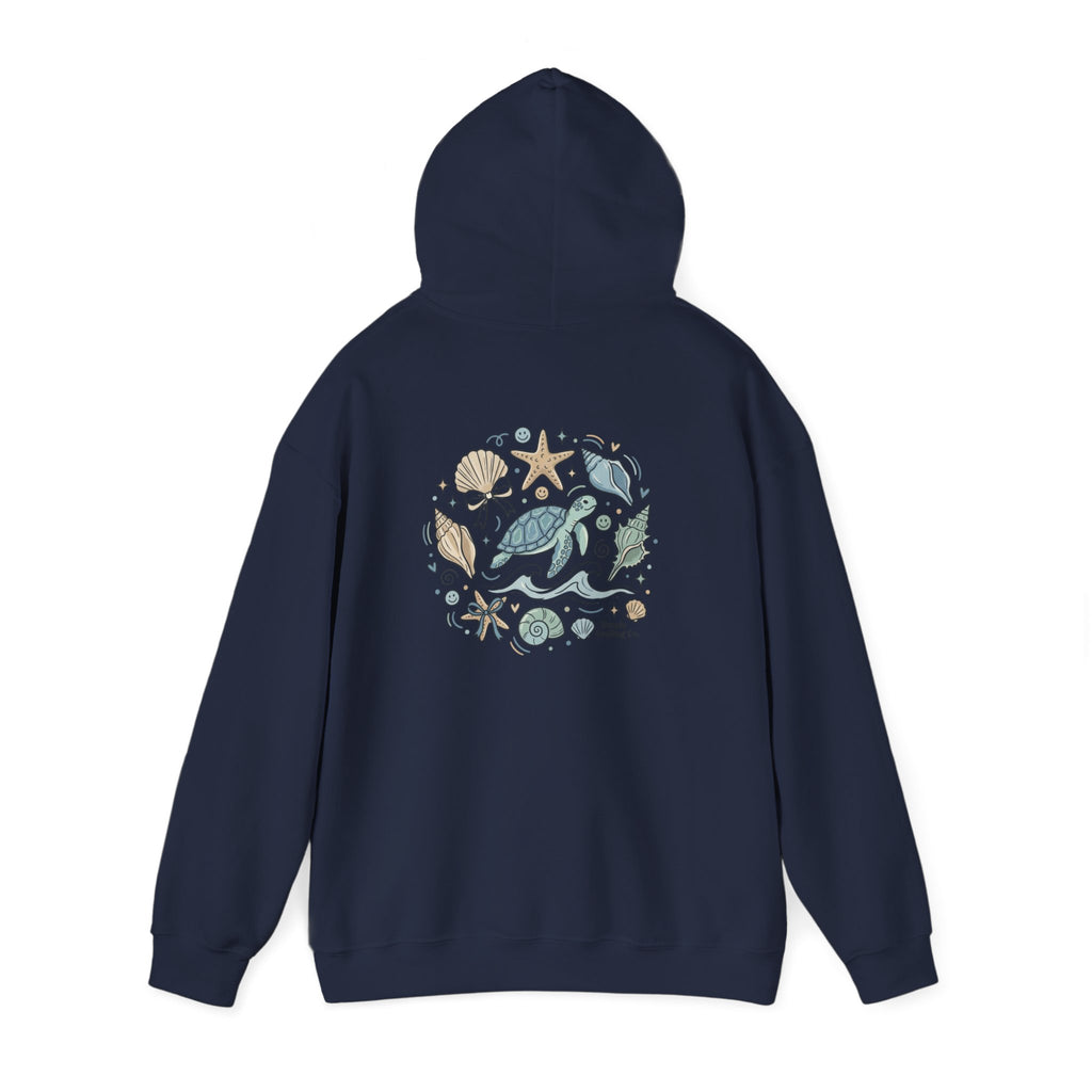 Coastal Shell Collage Hoodie | ocean aesthetic, sea breeze