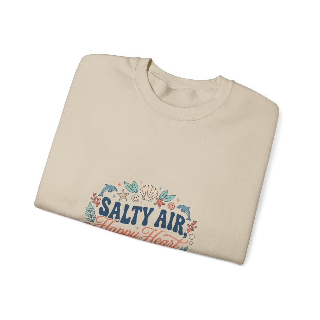 Salty Air Happy Heart Sweatshirt | coastal aesthetic, sea breeze