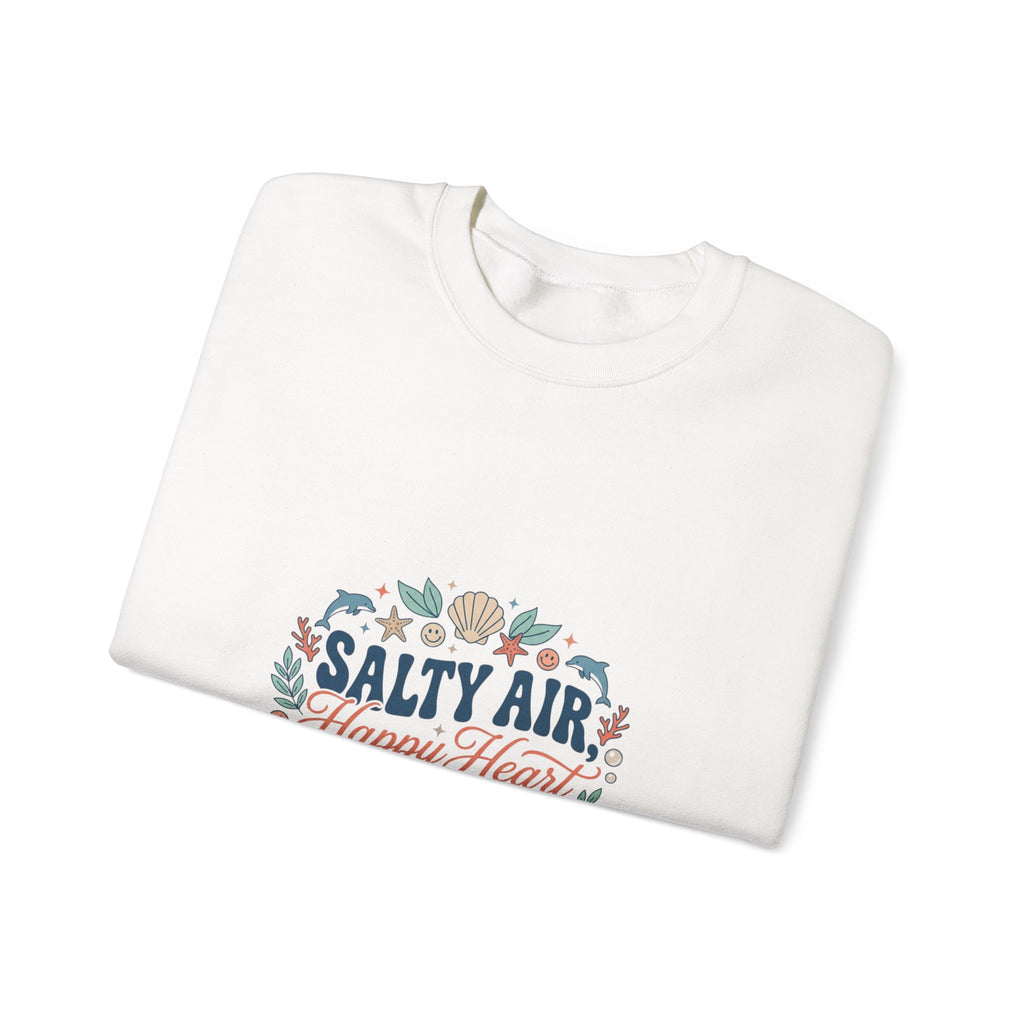 Salty Air Happy Heart Sweatshirt | coastal aesthetic, sea breeze