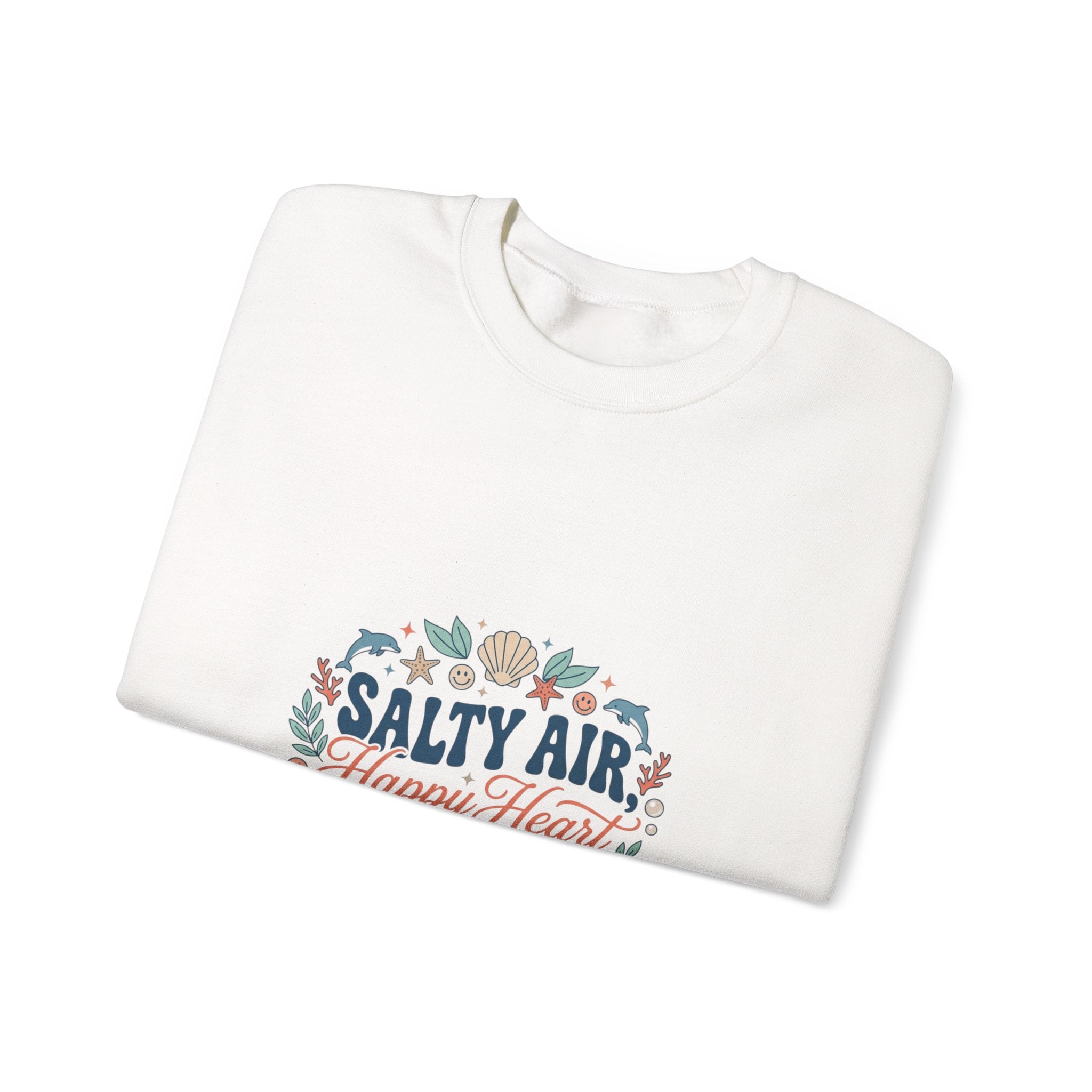 Salty Air Happy Heart Sweatshirt | coastal aesthetic, sea breeze
