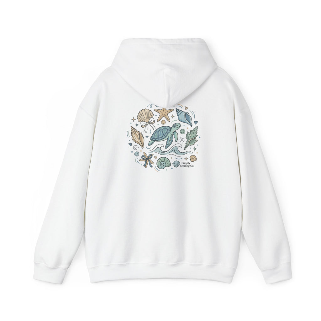 Coastal Shell Collage Hoodie | ocean aesthetic, sea breeze