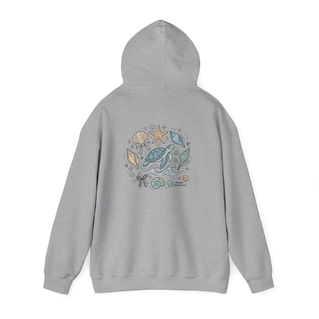 Coastal Shell Collage Hoodie | ocean aesthetic, sea breeze